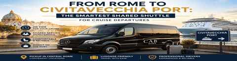 Rome to Civitavecchia Port transfer by shared shuttle, reliable cruise transport service